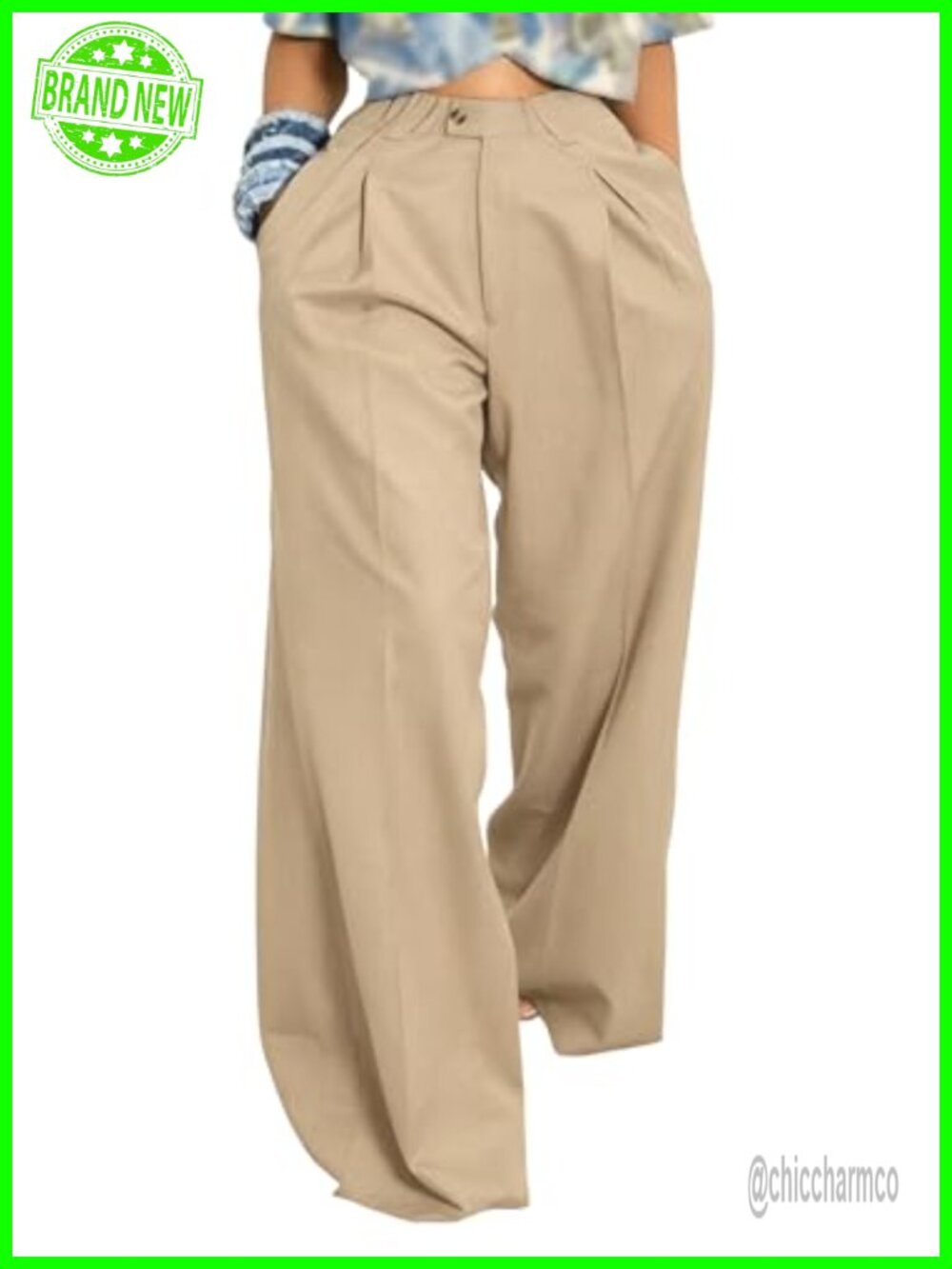 Womens High Waisted Wide Leg Pleated Dress Pants Work Casual Flowy